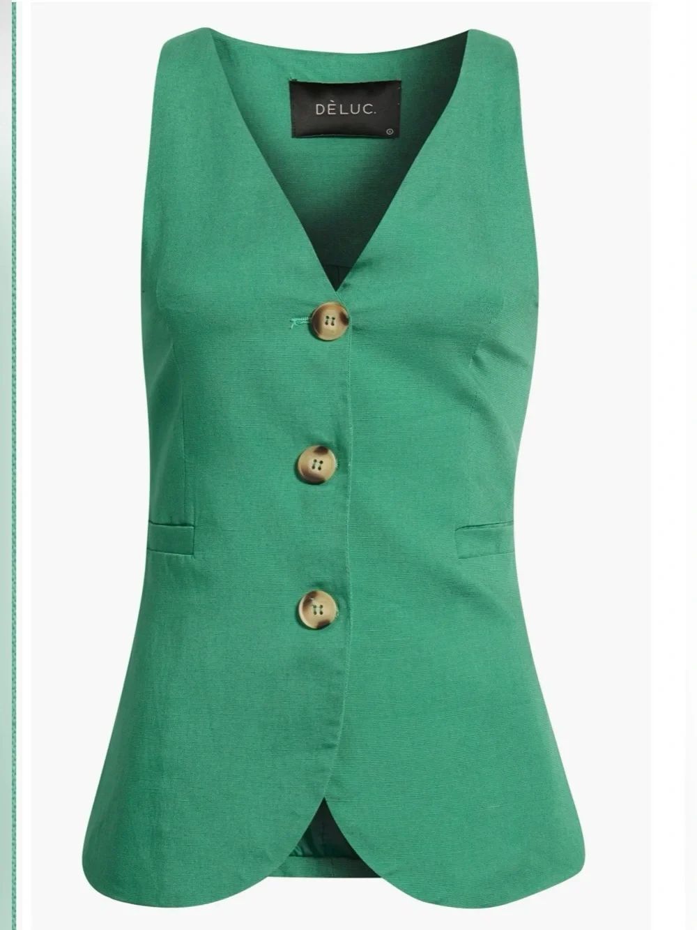 Deluc Emerald Green Sleeveless V-Neck Vest